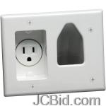 JCBid.com online auction Datacomm-electronics-45-0021-wh-2-gang-recessed-low-voltage-cable-plate-with-recessed-power-white
