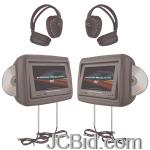 JCBid.com online auction Power-acoustik-hdvd-9grdk-88-preloaded-universal-headrest-monitors-with-twin-dvd-combo-headphones-dark-gray