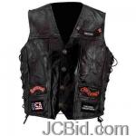 JCBid.com online auction Leather-vest-with-14-patches-l-diamond-plate-rock-design-genuine-buffalo-leather-vest