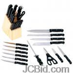 JCBid.com online auction 15pc-cutlery-set-in-wood-block