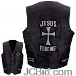 JCBid.com online auction Lthr-vest-wchristian-patch-3x
