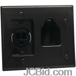JCBid.com online auction Datacomm-electronics-45-0021-bk-2-gang-recessed-low-voltage-cable-plate-with-recessed-power-black