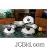 JCBid.com online auction 6pc-fry-pan-set-precise-heat-6pc-stainless-steel-skillet-set-with-steam-control-knobs