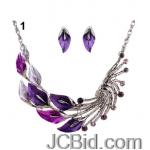 JCBid.com online auction Purple-hemitite-leaf-and-feather-design-necklace-set