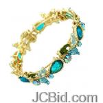 JCBid.com online auction Crystal-bracelet-gold-tone-with-flowers