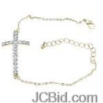 JCBid.com online auction Cross-link-chain-crystal-stone-bracelet