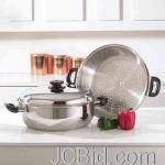 JCBid.com online auction Ss-oversized-skillet-9-eleme-precise-heat-surgical-stainless-steel-oversized-skillet-steamer-and-cover