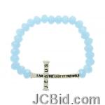 JCBid.com online auction Frosted-crystal-bead-bracelet-with-silver-tone-cross