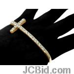 JCBid.com online auction Palm-metal-bracelet-with-cross-and-crystal-stones-silver-color-only