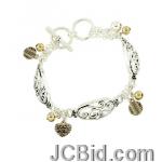 JCBid.com online auction Scroll-design-oval-beads-with-heart-amp-round-charm-brace