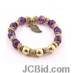 JCBid.com online auction Beautiful-purple-bead-bracelet-with-leaf-pendant