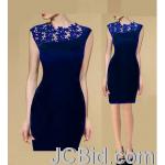 JCBid.com online auction One-piece-tunic-dress-lace-inserted-blue