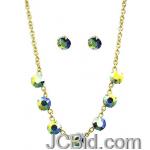 JCBid.com Faceted-Stone-Necklace-and-Earring-set-Green-yellow
