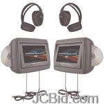 JCBid.com online auction Power-acoustik-hdvd-9gr-88-preloaded-universal-headrest-monitors-with-twin-dvd-combo-headphones-gray
