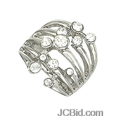JCBid.com Shiny-Crystal-Silver-Tone-Ring-Size-7