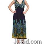JCBid.com Blue-Peacock-Print-Maxi-Dress