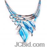 JCBid.com Silver-colored-and-Blue-Leaf-Design-Necklace-Set-