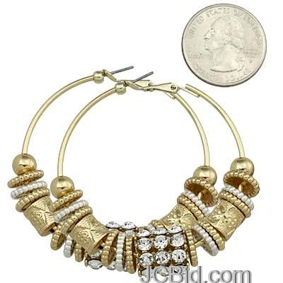 JCBid.com Beautiful-hoop-earrings-Golden-Beads-Spacers-ampampamp-Crystal