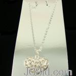 JCBid.com Heart-Crystal-Pendant-Silver-tone-Necklace