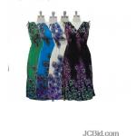 JCBid.com Peacock-Print-Smocked-Maxi-Dress-1X-to-3X-Sizes