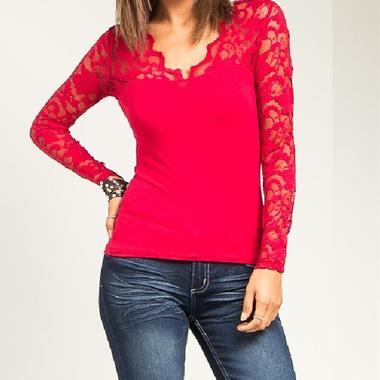 JCBid.com Lace-Covered-Top-in-Red-color