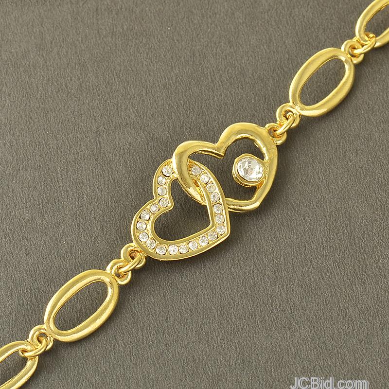 JCBid.com Double-Heart-Gold-Tone-Bracelet