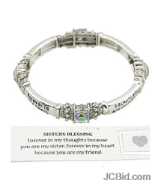 JCBid.com Sister-Blessing-Bracelet-with-Colored-gems