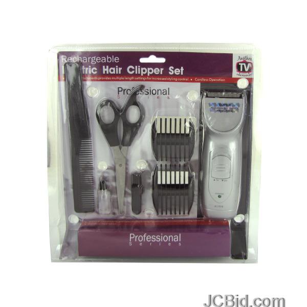 JCBid.com Rechargeable-Hair-Clipper-Set-with-Accessories-display-Case-of-12-pieces