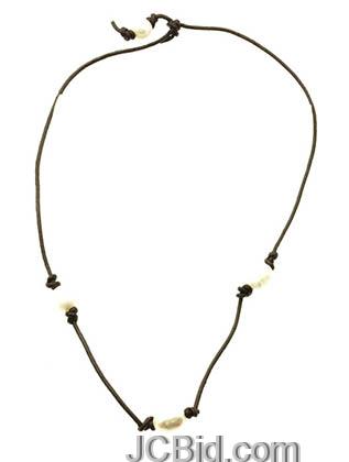 JCBid.com Pearl-and-Faux-leather-Cord-necklace