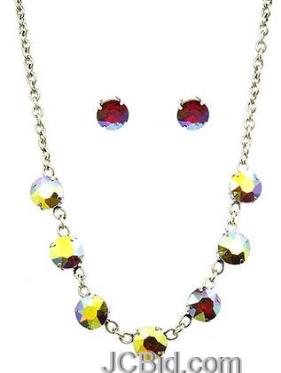 JCBid.com Faceted-Stone-Necklace-and-Earring-set-whitered