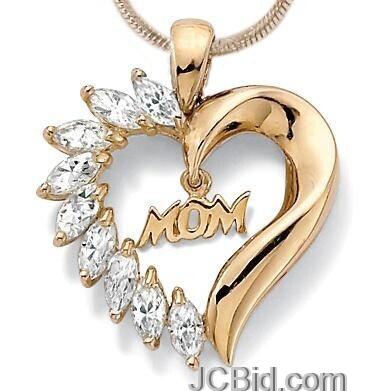 JCBid.com Mom-Crystal-Heart-Pendent-Necklace-in-Gold-tone