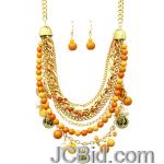 JCBid.com Orange-beads-and-Pearls-multi-layered-necklace-set JCBid.com Orange-beads-and-Pearls-multi-layered-necklace-set