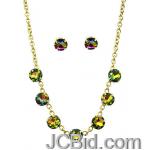 JCBid.com Faceted-Stone-Necklace-and-Earring-set-Greenish-Red