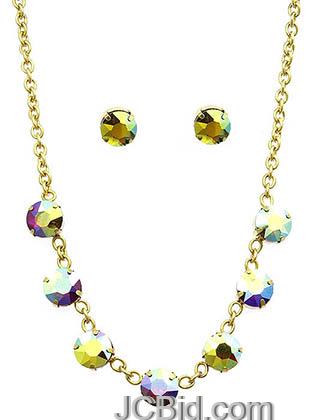 JCBid.com Faceted-Stone-Necklace-and-Earring-set-white-blue