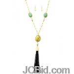 JCBid.com Beaded-Necklace-with-Natural-Stone-Black
