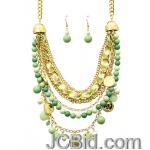 JCBid.com Green-beads-and-Pearls-multi-layered-necklace-set