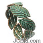 JCBid.com Antique-Gold-Blue-Metal-Leaf-Bracelet