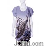 JCBid.com Loose-Top-with-Peacock-Print-Purple