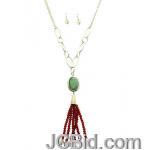 JCBid.com Faceted-Stone-Tassel-Necklace-Brown-Burgundy