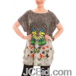 JCBid.com Loose-Top-with-Butterfly-Print-Brown