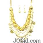 JCBid.com Golden-beads-and-Pearls-multi-layered-necklace-set